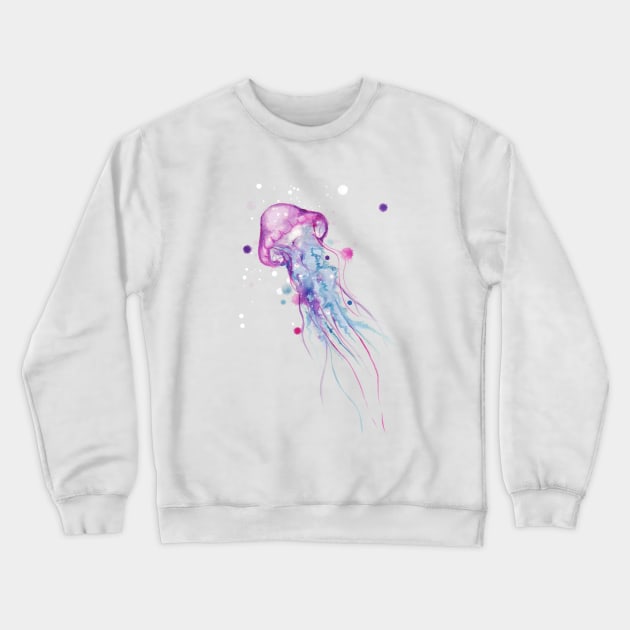 Jellyfish Watercolor 2.0 Crewneck Sweatshirt by LVBart